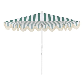 Beverly 9 ft. Designer Classic Scalloped Fringe Half Market Patio Umbrella
